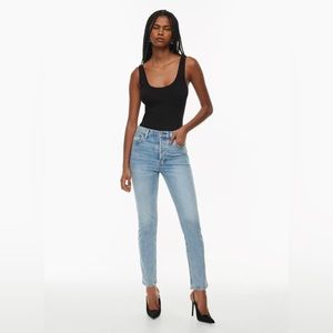 DENIM FORUM The Yoko High Rise Slim, Medium Light Blue, Size 26